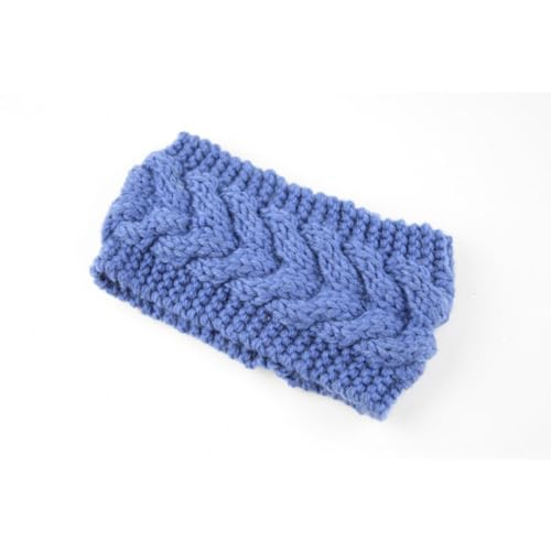 Stirnband Damen Mädchen Frauen Winter Häkelarbeit Stirnband Gestrickt Haarband Verdicken Haarband Ohrenwärmer Headwrap für Einkaufen Skifahren Laufen,Denim Blue von Wambere