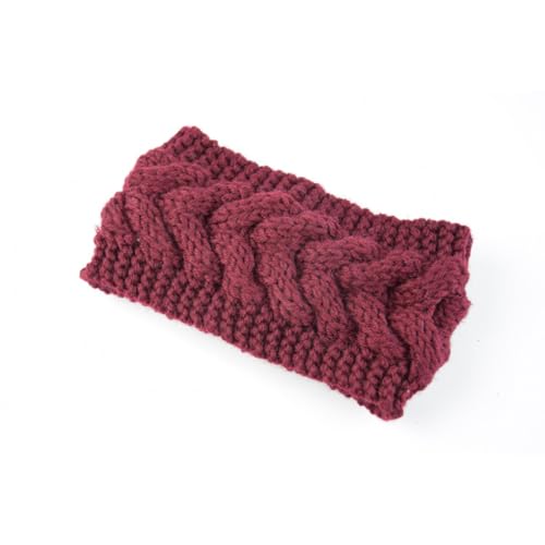 Stirnband Damen Mädchen Frauen Winter Häkelarbeit Stirnband Gestrickt Haarband Verdicken Haarband Ohrenwärmer Headwrap für Einkaufen Skifahren Laufen,Rot A von Wambere