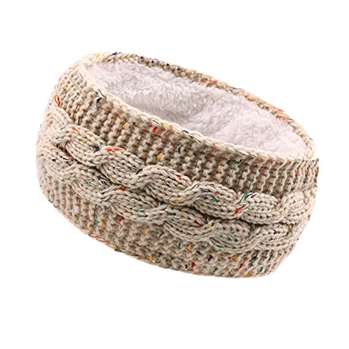 Stirnband Damen Winter, Gestrickt Warmes Stirnbänder Haarband Ohrenwärmer Headwrap Kopfband Verdicken für Frauen Mädchen Elastische Häkelarbeit Thermo Stirnband,Beige A von Wambere