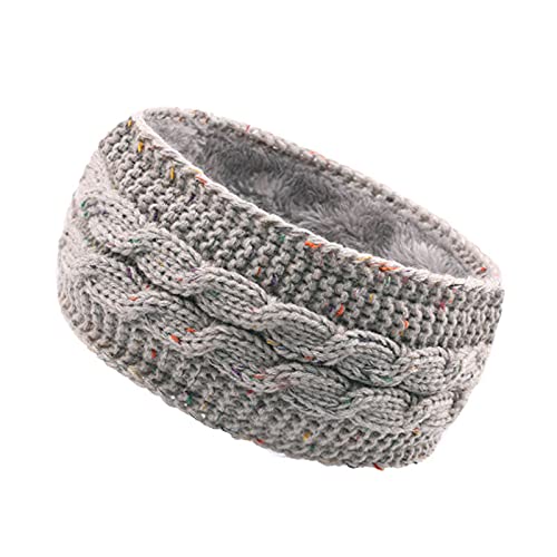 Stirnband Damen Winter, Gestrickt Warmes Stirnbänder Haarband Ohrenwärmer Headwrap Kopfband Verdicken für Frauen Mädchen Elastische Häkelarbeit Thermo Stirnband,Hellgrau A von Wambere