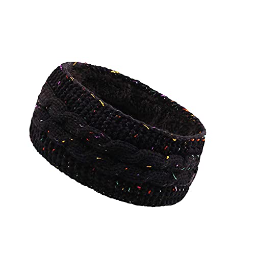 Stirnband Damen Winter, Gestrickt Warmes Stirnbänder Haarband Ohrenwärmer Headwrap Kopfband Verdicken für Frauen Mädchen Elastische Häkelarbeit Thermo Stirnband,Schwarz A von Wambere