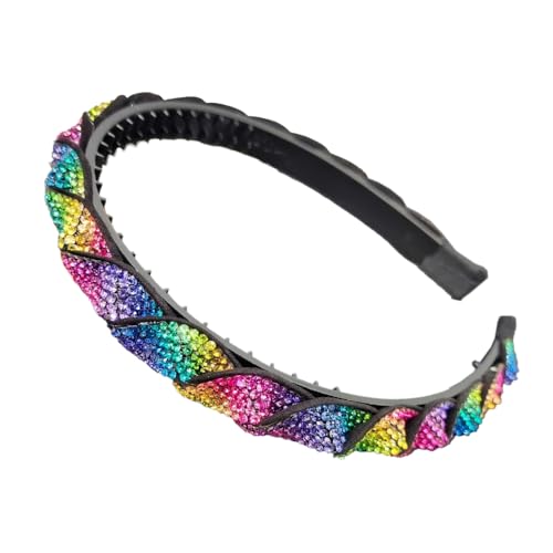 Strass Haarschmuck Haarreifen Damen Haarreif Strass Kopfschmuck Stirnband Zubehör Haarreifen Haarreifen mit Rutschfesten Zähnen für Frauen und Mädchen Party Picknick Hochzeit Reisen,Buntes B von Wambere