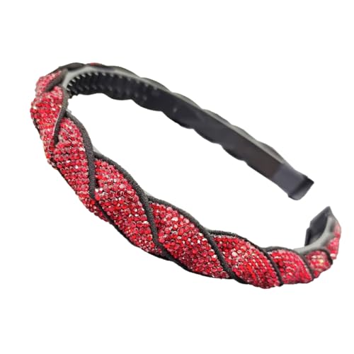 Strass Haarschmuck Haarreifen Damen Haarreif Strass Kopfschmuck Stirnband Zubehör Haarreifen Haarreifen mit Rutschfesten Zähnen für Frauen und Mädchen Party Picknick Hochzeit Reisen,Rot von Wambere