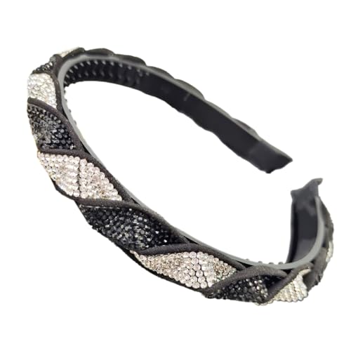 Strass Haarschmuck Haarreifen Damen Haarreif Strass Kopfschmuck Stirnband Zubehör Haarreifen Haarreifen mit Rutschfesten Zähnen für Frauen und Mädchen Party Picknick Hochzeit Reisen,Schwarz-Weiss von Wambere