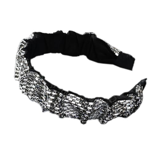 Strass Stirnband Glitzer Kristall Haarreifen Haarbänder Rutschfestes Haarreif Haarreifen Stirnbänder Haarband Haar Accessoire Haarschmuck für Tägliches Tragen für Damen Frauen,Grau A von Wambere