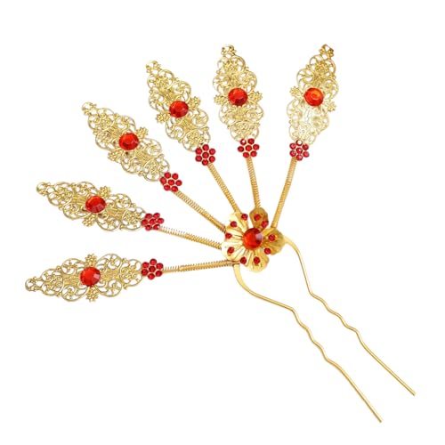 Strasssteine Haarstab Haarspangen,Damen Styling Accessoire Haarschmuck,Haarnadel Haarstab,Pfauenblatt Haarnadel,Brautschmuck,für Hochzeitsfeiern,Gold A von Wambere