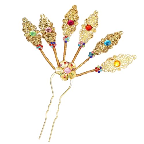 Strasssteine Haarstab Haarspangen,Damen Styling Accessoire Haarschmuck,Haarnadel Haarstab,Pfauenblatt Haarnadel,Brautschmuck,für Hochzeitsfeiern,Gold C von Wambere