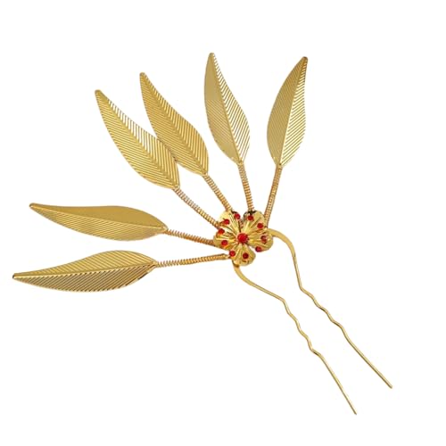 Strasssteine Haarstab Haarspangen,Damen Styling Accessoire Haarschmuck,Haarnadel Haarstab,Pfauenblatt Haarnadel,Brautschmuck,für Hochzeitsfeiern,Gold G von Wambere