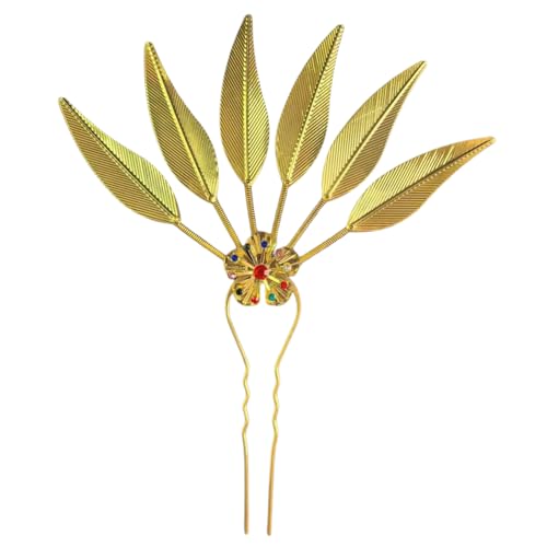 Strasssteine Haarstab Haarspangen,Damen Styling Accessoire Haarschmuck,Haarnadel Haarstab,Pfauenblatt Haarnadel,Brautschmuck,für Hochzeitsfeiern,Gold K von Wambere