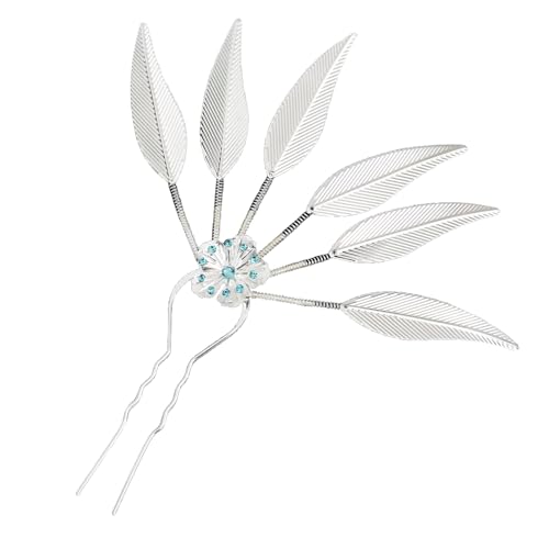 Strasssteine Haarstab Haarspangen,Damen Styling Accessoire Haarschmuck,Haarnadel Haarstab,Pfauenblatt Haarnadel,Brautschmuck,für Hochzeitsfeiern,Silber A von Wambere