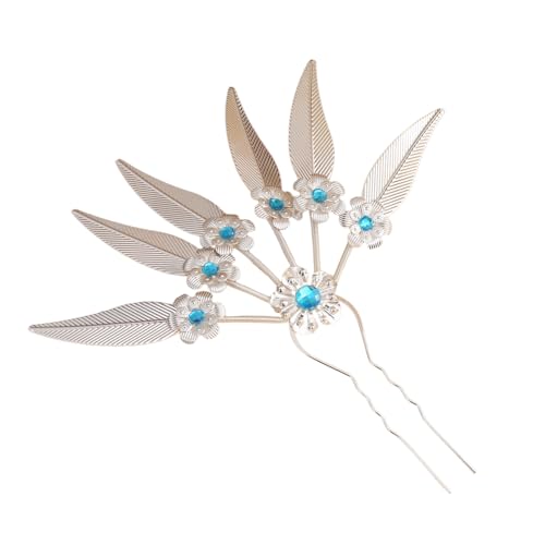 Strasssteine Haarstab Haarspangen,Damen Styling Accessoire Haarschmuck,Haarnadel Haarstab,Pfauenblatt Haarnadel,Brautschmuck,für Hochzeitsfeiern,Silber E von Wambere
