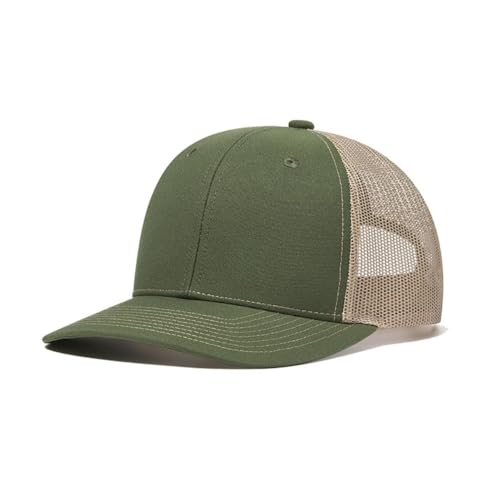 Truckercap Herren,Trucker Cap mit Mesh Netz,Meshcap größenverstellbar Baseball Cap,Sommer atmungsaktive Sun Cap,mit verstellbarem Schnallenverschluss für Draußen,Sport und Reisen,Dunkles Oliv+Khaki von Wambere