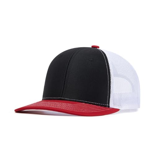Truckercap Herren,Trucker Cap mit Mesh Netz,Meshcap größenverstellbar Baseball Cap,Sommer atmungsaktive Sun Cap,mit verstellbarem Schnallenverschluss für Draußen,Sport und Reisen,Schwarz A+Weiß+Rot von Wambere