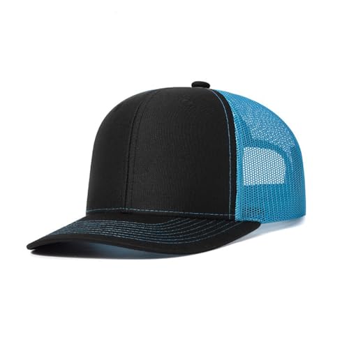 Truckercap Herren,Trucker Cap mit Mesh Netz,Meshcap größenverstellbar Baseball Cap,Sommer atmungsaktive Sun Cap,mit verstellbarem Schnallenverschluss für Draußen,Sport und Reisen,Schwarz A+Bule C von Wambere
