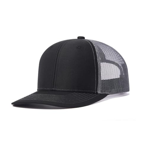 Truckercap Herren,Trucker Cap mit Mesh Netz,Meshcap größenverstellbar Baseball Cap,Sommer atmungsaktive Sun Cap,mit verstellbarem Schnallenverschluss für Draußen,Sport und Reisen,SchwarzA+Schwarz B von Wambere