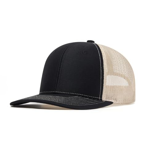 Truckercap Herren,Trucker Cap mit Mesh Netz,Meshcap größenverstellbar Baseball Cap,Sommer atmungsaktive Sun Cap,mit verstellbarem Schnallenverschluss für Sport und Reisen,Schwarz A+Light Khaki von Wambere