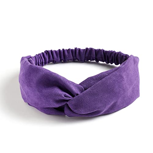 Vintage Stirnbänder,Retro Haarschmuck Haare Zubehör für Damen Mädchen,Stirnbänder Stirnband Sport Haarbänder Breit Haarreife für Frauen Yoga Workout Headbands,Elastische Haarschmuck,Dunkellila von Wambere