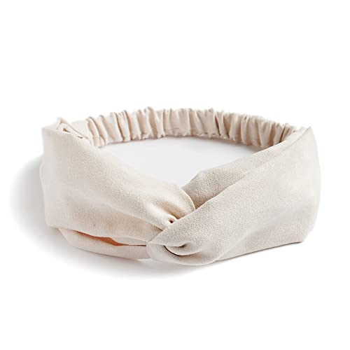 Vintage Stirnbänder,Retro Haarschmuck Haare Zubehör für Damen Mädchen,Stirnbänder Stirnband Sport Haarbänder Elastisch Breit Haarreife für Frauen Yoga Workout Headbands,Elastische Haarschmuck,Beige von Wambere