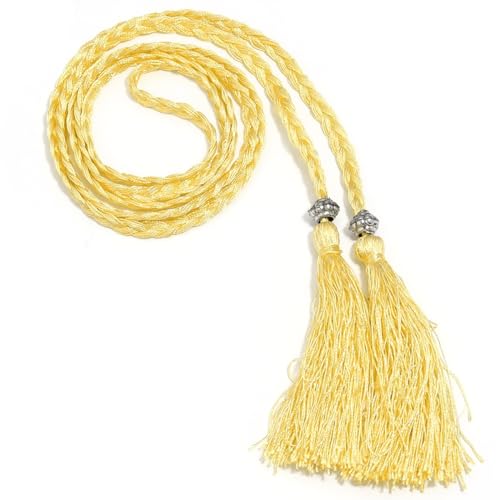 Wambere 1 Stück Damen Geflochtener Taillengürtel Fransengürtel Taillenseil Kordel Gürtel Dünner Quaste Geflochten Quastegürtel Gürtel Gewebte Quaste Kette Gürtel für Frauen Kleider,Gelb von Wambere