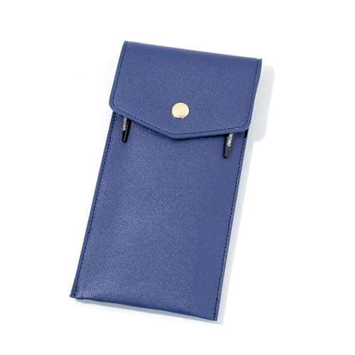 Wambere 1 Stück Leder Volltonfarbe Federmäppchen Stiftetasche Schulmäppchen Bleistifttasche Lagerungstasche Aufbewahrungstasche,Tasche für Kugelschreiber Füller Stifte Pinsel,Blau von Wambere