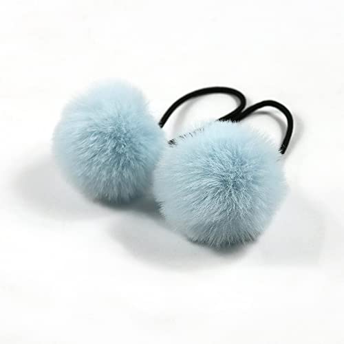 Wambere 10 Stück Nette Kopfbedeckung,5cm Pompom Haarband Baby Haargummi Kleine Kugel Pferdeschwanzhalter Mädchen Pelzknäuel Haargummis Baby Haarschmuck Pferdeschwanz Halter,Blau von Wambere
