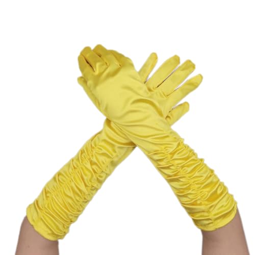 Wambere Damen Lange Handschuhe Satinhandschuhe Classic Fest Party Hochzeit Braut Handschuhe Opernhandschuhe Elastisch Erwachsene Größe bis Handgelenk Länge,Gelb Wambere Damen Lange Handschuhe Satinhandschuhe Classic Fest Party Hochzeit Braut Handschuhe Opernhandschuhe Elastisch Erwachsene Größe bis Handgelenk Länge,Gelb von Wambere