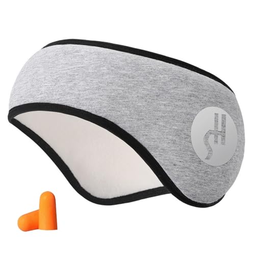Wambere Schallschutz Ohrenschützer mit Ohrstöpsel,Schlaf Ohrenschützer Verstellbare Schallisolierende Ohrmuscheln Muffs Stirnband Geräuschreduzierende Ohrenwärmer für Schlafen Arbeiten Lernen,Grau von Wambere