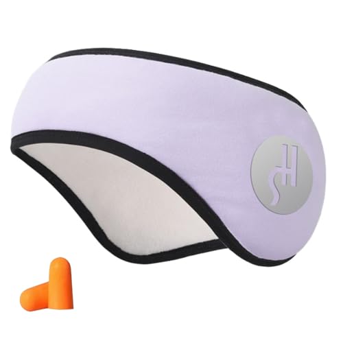 Wambere Schallschutz Ohrenschützer mit Ohrstöpsel,Schlaf Ohrenschützer Verstellbare Schallisolierende Ohrmuscheln Muffs Stirnband Geräuschreduzierende Ohrenwärmer für Schlafen Arbeiten Lernen,Lila von Wambere