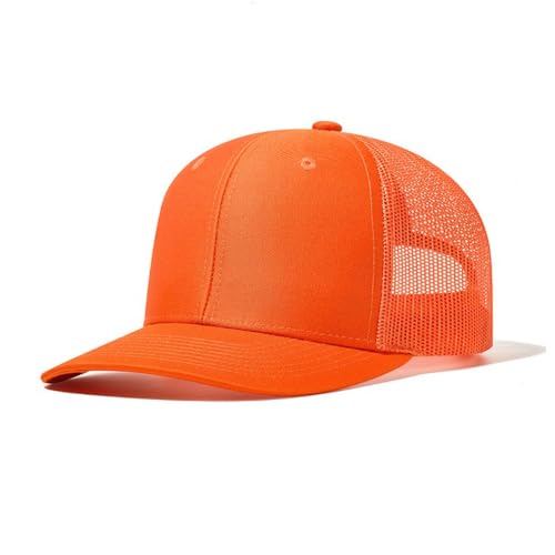 Wambere Truckercap Herren,Trucker Cap mit Mesh Netz,Meshcap größenverstellbar Baseball Cap,Sommer atmungsaktive Sun Cap,mit verstellbarem Schnallenverschluss für Draußen,Sport und Reisen,Orange von Wambere
