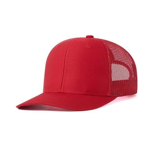 Wambere Truckercap Herren,Trucker Cap mit Mesh Netz,Meshcap größenverstellbar Baseball Cap,Sommer atmungsaktive Sun Cap,mit verstellbarem Schnallenverschluss für Draußen,Sport und Reisen,Rot von Wambere