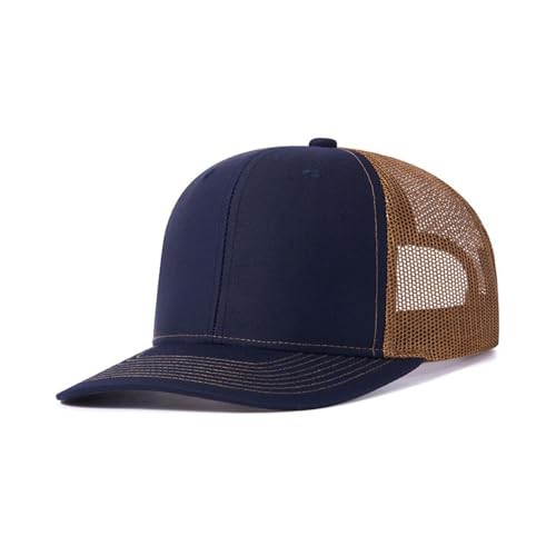 Wambere Truckercap Herren,Trucker Cap mit Mesh Netz,Meshcap größenverstellbar Baseball Cap,Sommer atmungsaktive Sun Cap,mit verstellbarem Schnallenverschluss für Sport und Reisen,Dunkles Bule+Braun A von Wambere