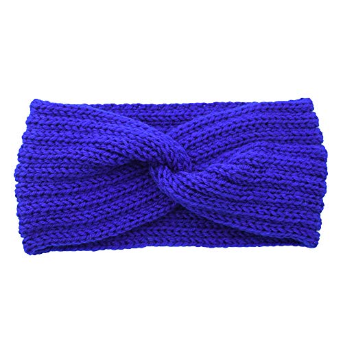 Winter Häkelarbeit Stirnband Mädchen Frauen Haarband Verdicken Stirnbänder Kopfband Haarband Ohrenwärmer Headwrap für Einkaufen Skifahren Laufen,Dunkelblau von Wambere