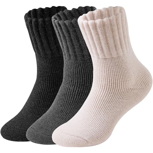 Wamicu Thermosocken Damen Socken Warme Dicke Wintersocken Gestrickte Stricksocken Haussocken Wollsocken 3 Paar, Größe 37-42 von Wamicu