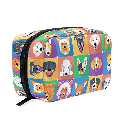 Flache Kosmetiktasche mit Hunde-Motiv, Make-up-Tasche, Federmäppchen, Welpen, Tier, Reise-Kulturbeutel, Organizer, Halter für Damen, Mädchen, Damen, Outdoor, mehrfarbig, Einheitsgröße von Fender