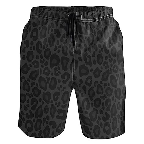 Wamika Herren Strandshorts Badehose Schnell trocknend Männer Casual Boardshorts mit Taschen M-XXL, Schwarz Leopard, XL von Wamika
