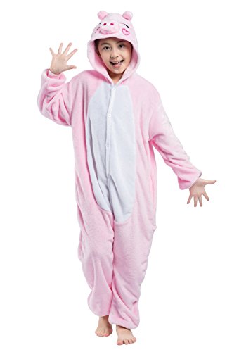 Wamvp Kinder Kostüme Tier Tieroutfit Cosplay Jumpsuit Schlafanzug Rosa Schwein von Wamvp