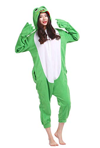 Männer Damen Pyjama Kostüm Overall Plüschoverall Tier Verkleidung für Erwachsene Frosch von Wamvp