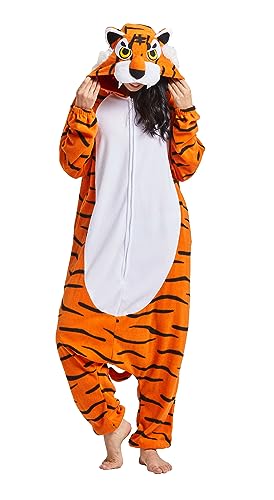 Wamvp Erwachsene Pyjamas Onesies Unisex Tier Jumpsuit Schlafanzug Kostuem Cosplay Halloween Weihnachten Fasching Sleepsuit von Wamvp