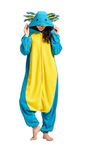 Wamvp Erwachsene Pyjamas Onesies Unisex Tier Jumpsuit Schlafanzug Kostuem Cosplay Halloween Weihnachten Fasching Sleepsuit von Wamvp