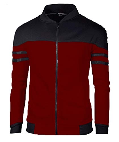 Wamvp Sportmode Herren Jacke Sweatjacke Ohne Kapuze Klassisch Zip-Jacke Sweatshirt Jacke Sportjacke Outdoorjacke mit Reißverschluss und Stehkragen Colorblock Übergangsjacke Outwear von Wamvp