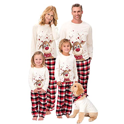 Wamvp Weihnachten Familien Pyjama Schlafanzug Zweiteilige Lang Outfit Elch Weihnachtsmann Herren Damen Kiner Set Christmas Hausanzug von Wamvp