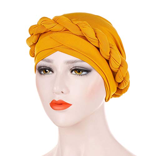 WanBeauty Kopfbedeckung Headwrap Cap Haarbezug Mode Pure Color Braid Turban Hut Chemo Cap Bunte Weiche Frauen Ingwer von WanBeauty