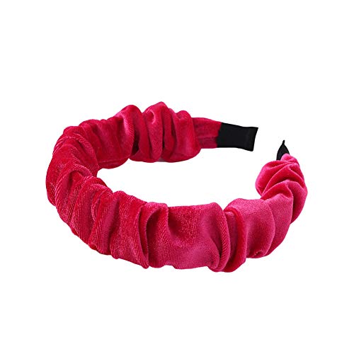 WanBeauty Stirnband Vintage Einfarbig Plissiert Samt Haarbügel Kopfbedeckung Zubehör Frauen Für Das Training GYM Yoga Running Rosenrot von WanBeauty