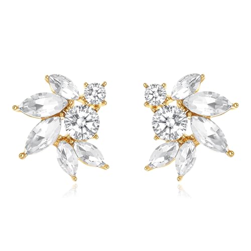 Strass Cluster Ohrstecker Elegante Kleine Marquiseschlauch Kristall Hochzeit Ohrringe für Bräute Brautjungfern Party Abschlussball Kostüm Ohrringe für Frauen, Strass, Strass Kristall von WanBigVa