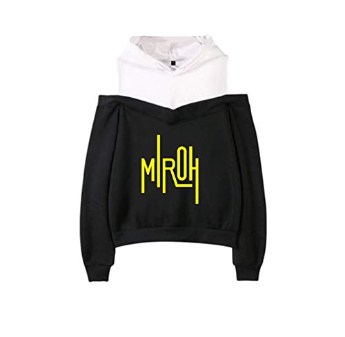 WanYangg Damen Stray Kids Pullover Hoodies Schulterfrei Casual Sweatshirt Lange Ärmel Kapuzenpullover Casual Oberteile Oversized Hoodie Pulli Elegant 2# schwarz2XL von WanYangg