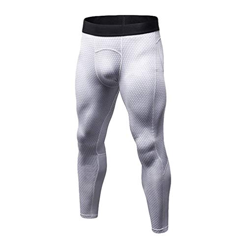 WanYangg Sport Kompressionshose Herren Lange Thermo Laufhose Warme Männer Sport Kompressions Leggings Pants Baselayer Compression Hosen Fussball Basketball Fitness Gym 19 weiß 2XL von WanYangg