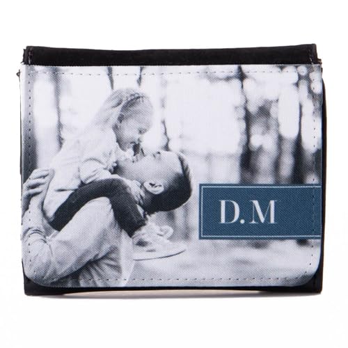 Wanapix | Herren Geldbeutel Brieftasche mit Foto und Text | Personalisierte Geldbörse für Männer | 11x9cm | Material Kunstleder | 100% Personalisiert von Wanapix