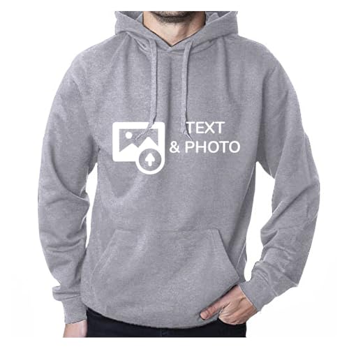 Wanapix | Hoodie Selbst Gestalten | 1-seitig | 100% Baumwolle | Größe M | Farbe Grau | Verschiedene Größen und Farben | Maschinenwaschbar | 100% Personalisiert von Wanapix