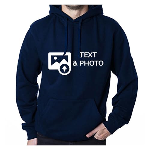 Wanapix | Hoodie Selbst Gestalten | 1-seitig | 100% Baumwolle | Größe S | Farbe Marineblau | Verschiedene Größen und Farben | Maschinenwaschbar | 100% Personalisiert von Wanapix
