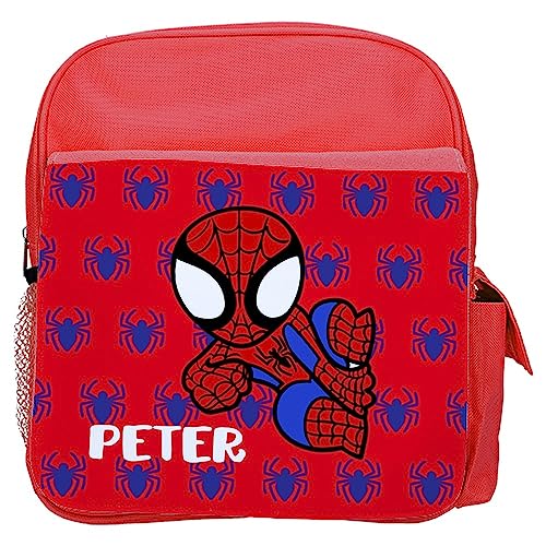Wanapix | Kinderrucksack mit Namen | Kleinkind Tasche für Kinder | personalisiert Mini Rucksack Kindergarten und Schule | 8 Liter | 26x31x9,5 cm | Spider Hero von Wanapix